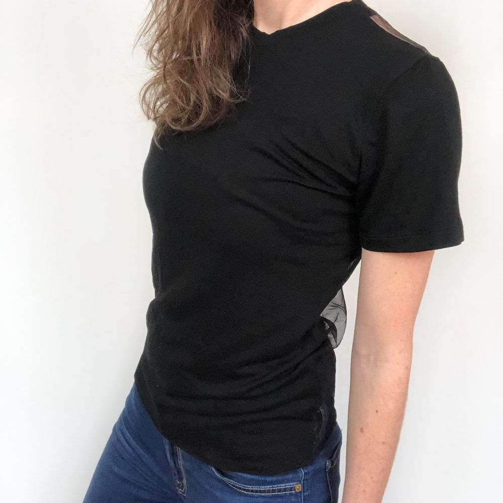 NWT Cosmopolitan Lisa Black Sheer Back Tee